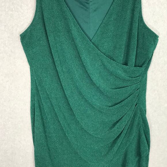 General Good Dress 2X Wrap Ruffle Textured Slinky Liquid Career Stretch Kelly - Picture 3 of 13